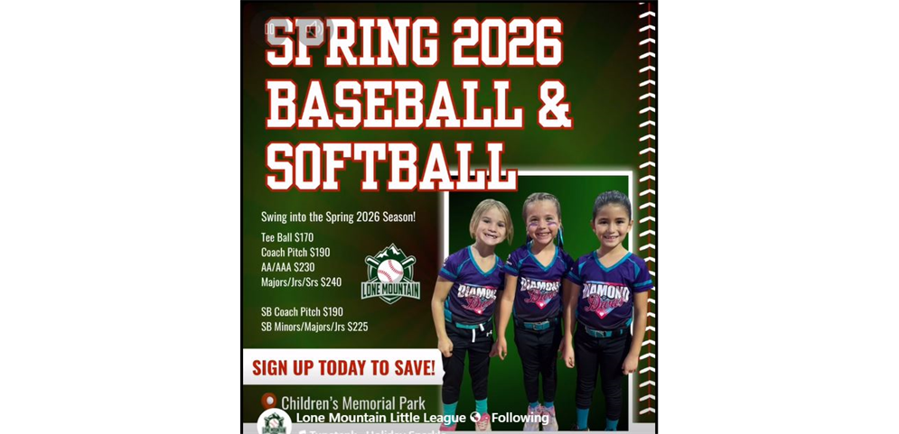 Registration Open For Spring Softball Click Here